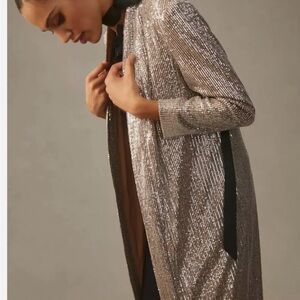NWT Anthro sequin duster in taupe